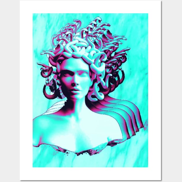 Vaporwave Medusa Glitch Wall Art by isarol